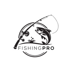 fishing silhouette vector clip art logo design