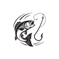 fishing silhouette vector clip art logo design