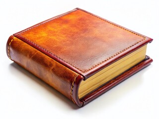 Obraz premium Leather Bound Book, Isolated White Background - Premium Stock Photo