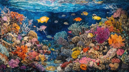 Obraz premium Vibrant Underwater Coral Reef Ecosystem: A Tapestry of Marine Life