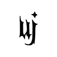 UJ monogram logo design letter text name symbol monochrome logotype alphabet character simple logo