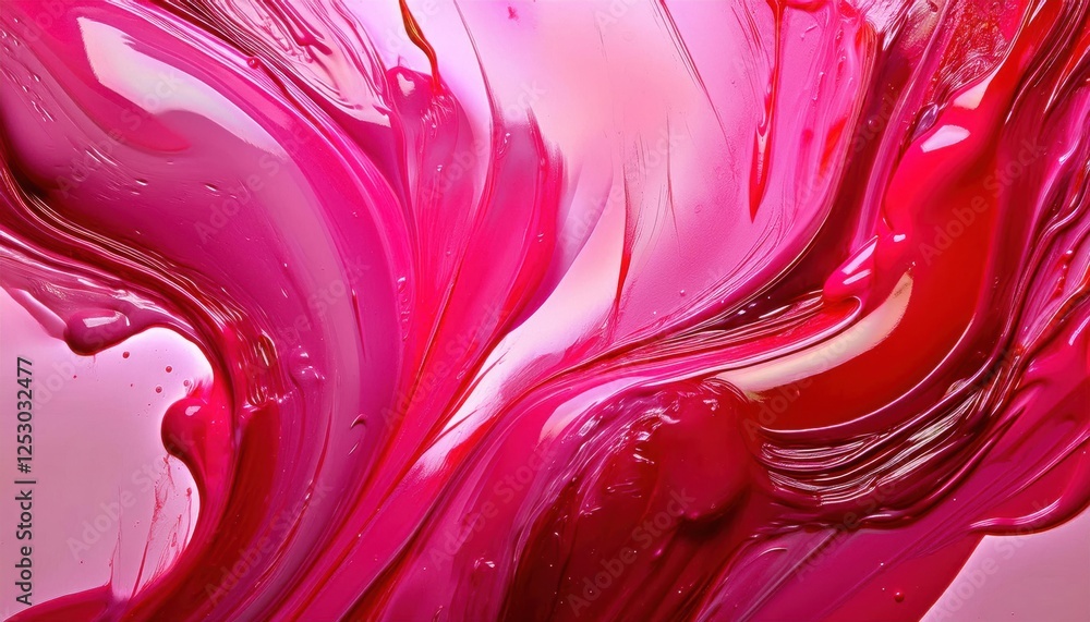 Poster vibrant pink paint texture swirl with bold strokes and glossy finish for abstract background or arti