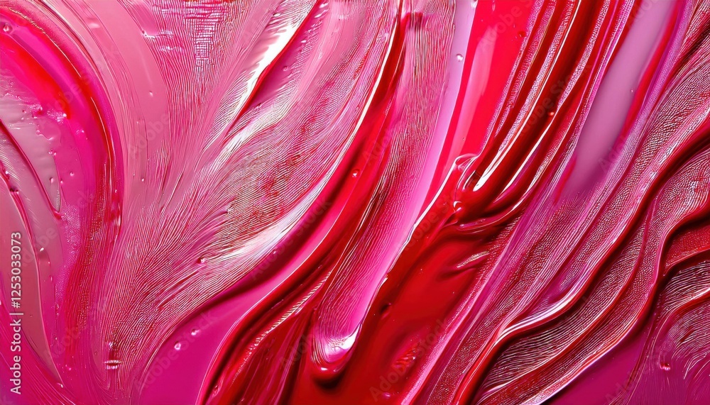 Poster vibrant pink paint texture swirl with bold strokes and glossy finish for abstract background or arti