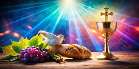 Long Exposure Photography: Vibrant Full Color First Communion Symbols for Invitation Design