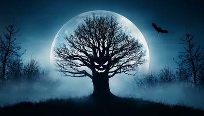spooky halloween background with moon
