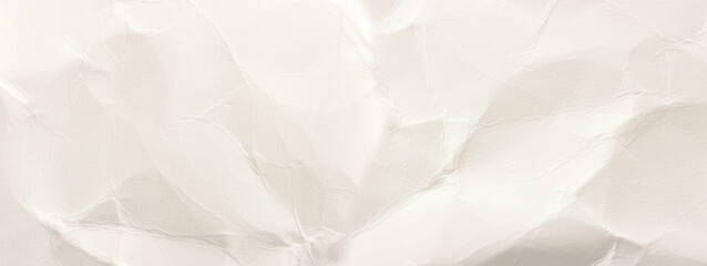 Background of white textured paper with crumples. Poster or sticker with pattern