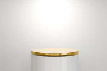 Elegant white and gold pedestal for displaying fashion or beauty products. in the online product market