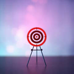 A vibrant target on a stand with a colorful blurred background, symbolizing focus and goals