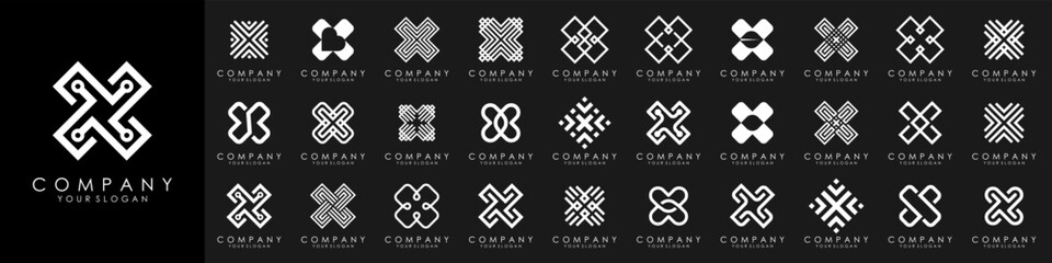 Set of letter X logo design vector. Modern futuristic abstract icon design collection