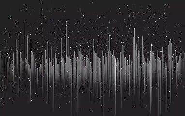 Black background with sound waves in white, vector graphic. Minimalist design element for a music poster or audio waveform background.