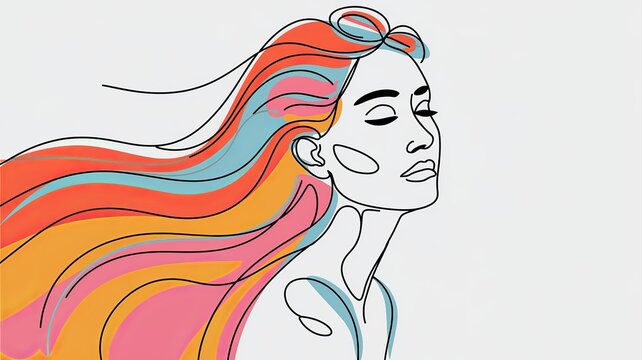 Minimalist line art of a women, women's dya, mother's ady art.