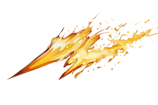 A sharp, jagged oil splash creating a lightning bolt shape, isolated on a bright white background