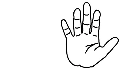 Empty hand plam or stop sign on white background.