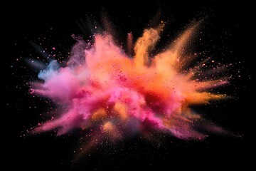 A vivid and lively explosion of colorful confetti or glitter, creating an abstract background with a firework-like effect.