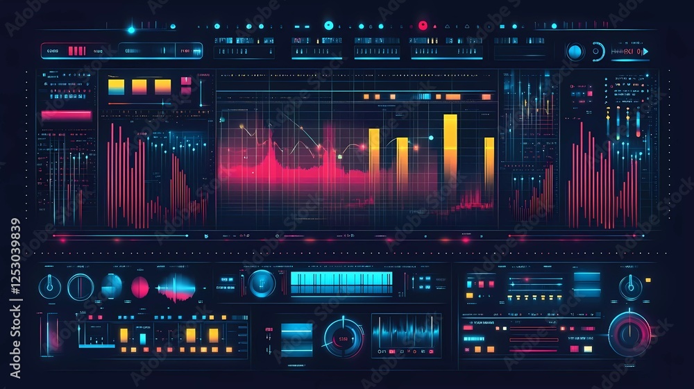Poster vector element design on a dark blue background. vector illustration of an audio equalizer for music