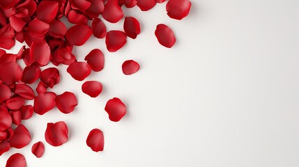 Scattered Red Rose Petals On White Background