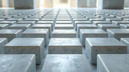 Marble cubes pathway, modern architecture, bright background, design concept