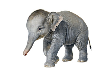 Obraz premium A baby elephant is walking on a transparent background