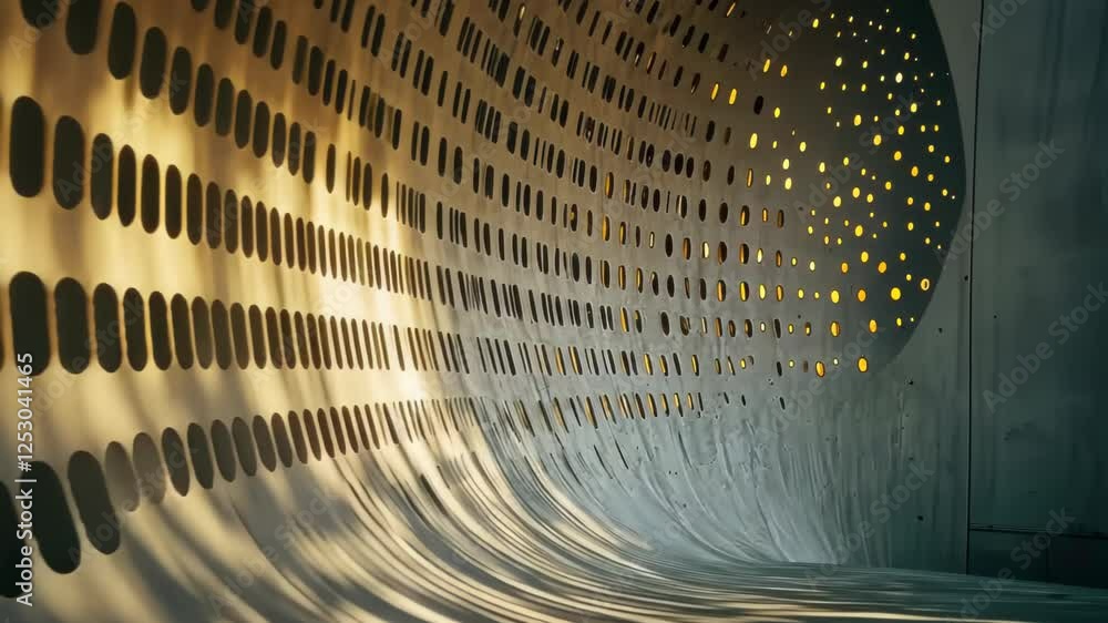 Poster captivating interplay of light and shadow in an artistic installation. generative ai