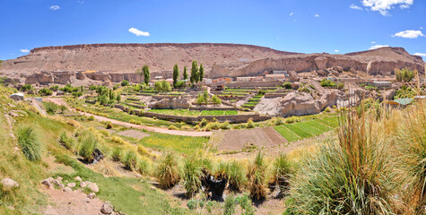 Caspana  Chilean village in the gorge carved by the river located in the Chilean Atacama Desert
