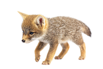 Adorable Baby Fox Cub Walking on Transparent Background in Studio Wildlife Photography