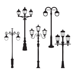 Black and white lamp post vector