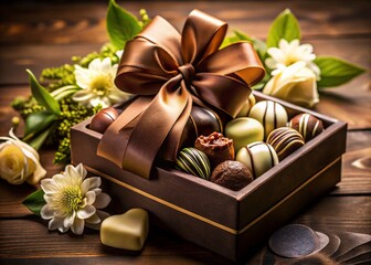 Luxurious Chocolate Gift Box, Gourmet Chocolates, Elegant Dessert Packaging, Valentine's Day Sweets, Romantic Chocolate Treats