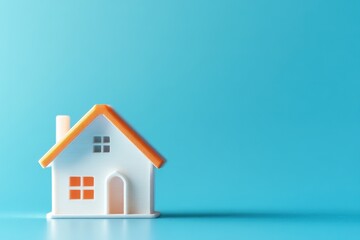 Building a dream home a miniature house model on a blue background creative concept minimalist environment product photography