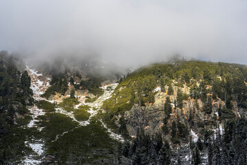 Mountain landscape in the area of ​​Popradske pleso lake in the High Tatras in Slovakia.