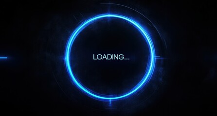 text "loading" in a blue circle