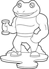 Frog Bodybuilder Dumbbell Bodybuilding Animal Vector Graphic Art Illustration
