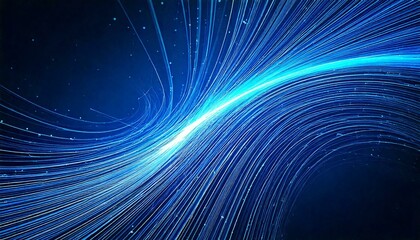青い光のエネルギーフローとデジタルネットワークの抽象イメージ