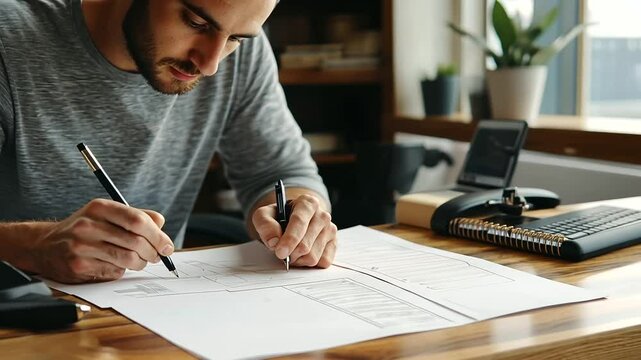 2_Filmmaker Sketching Storyboards for Upcoming Movie Project