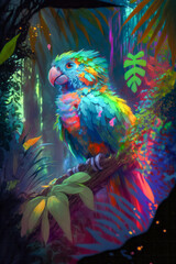 Fototapeta premium Parrot Bird Animal Portrait Painting