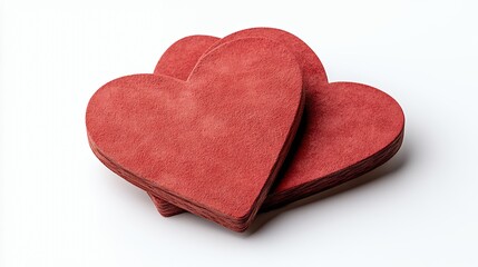 Fototapeta premium Stacked Heart Shaped Red Cookies on White Background