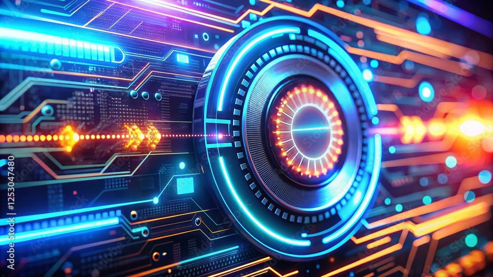 Aufkleber macro futuristic digital progress bar loading hud interface - abstract technology background