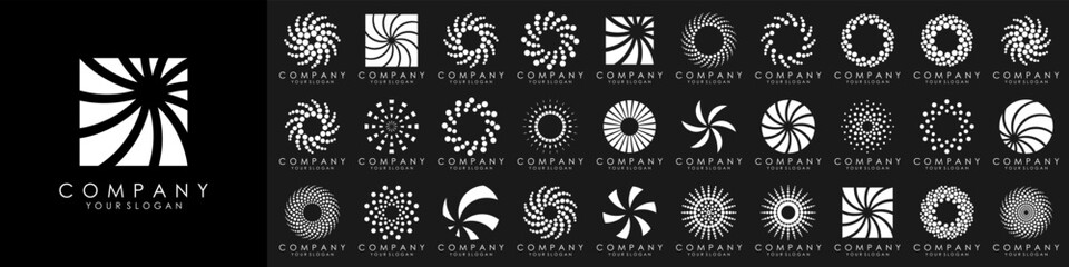 set of Solar Energy Logo Design Vector. Abstract Logo Concept Template for Solar Energy Power Company with Abstract Sun Icon. © gemilang