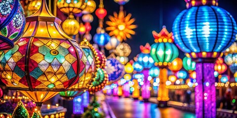 Fototapeta premium Macro Photography: Intricate Details of Night Festival Lights, 2019