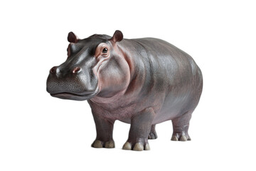 Realistic Hippopotamus Sculpture on Minimalist Transparent Background