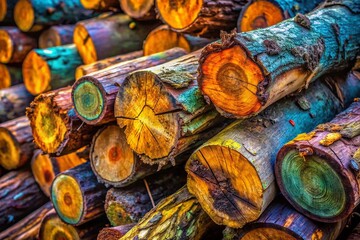 Macro Photography of Fallen Tree Trunks: Detailed Wood Texture and Bark Close-Up