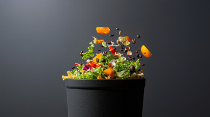 Food waste in motion, emphasizing sustainability and responsible habits
