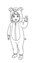 Obraz premium girl in a pig costume coloring 