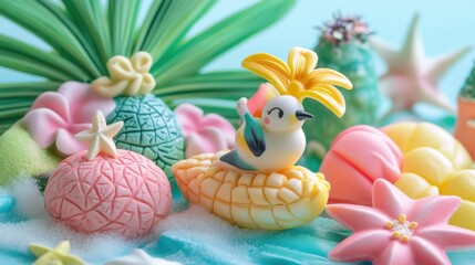 Tropical cuteness adds charm to summerthemed collections.