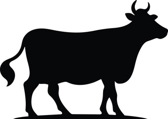 Cow silhouette vector art illustration.