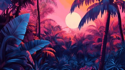 Tropical dreams illustrations are filled with vibrant and exotic elements.