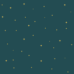 Starry night sky background with golden stars scattered across a deep blue backdrop