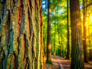 Obraz premium Majestic Ancient Tree Trunk, Nature Texture, Rough Bark Detail, Forest Background, Copy Space