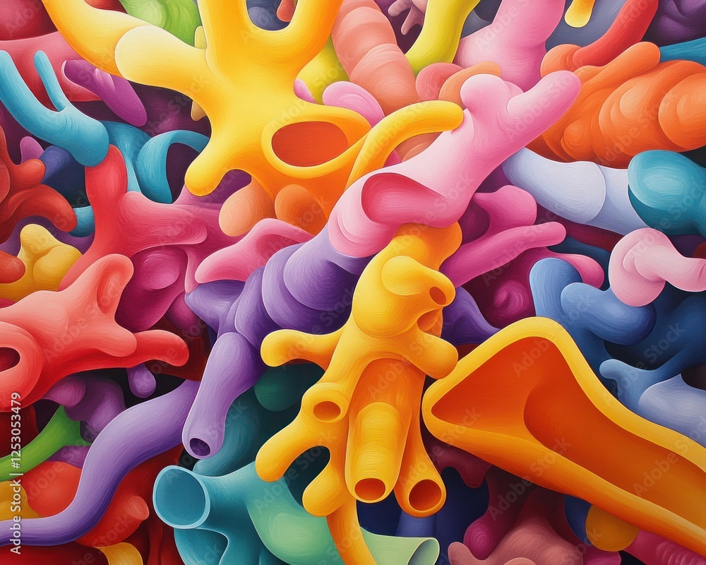 Leinwandbilder Abstract Colorful Shapes and Patterns Creating a Vibrant and Dynamic Visual Experience in Art and Design