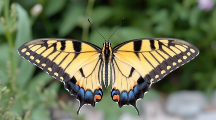 Fototapeta premium Yellow butterfly garden wings close-up nature