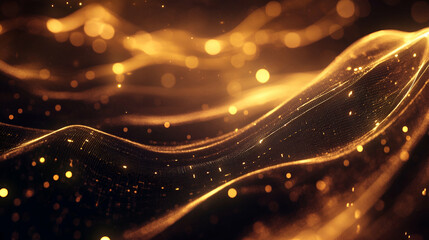 A warm, golden-lit abstract wave effect, resembling organic data visualization. It represents AI’s role in automation, data analytics, and futuristic design aesthetics.